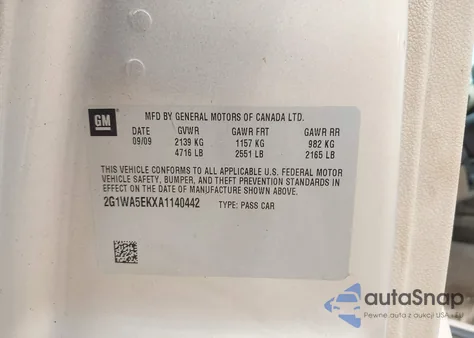 2010 Chevrolet Impala Ls from USA, damaged, VIN 2G1WA5EKXA1140442